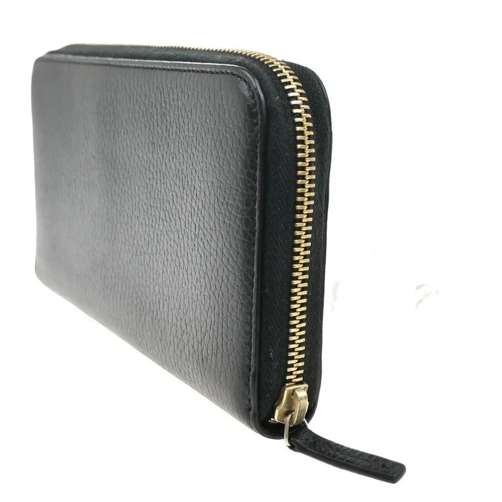 GUCCI Logo Interlocking G Zipper Around Long Wallet Leather Black GHW 38RL784 - Picture 3 of 13